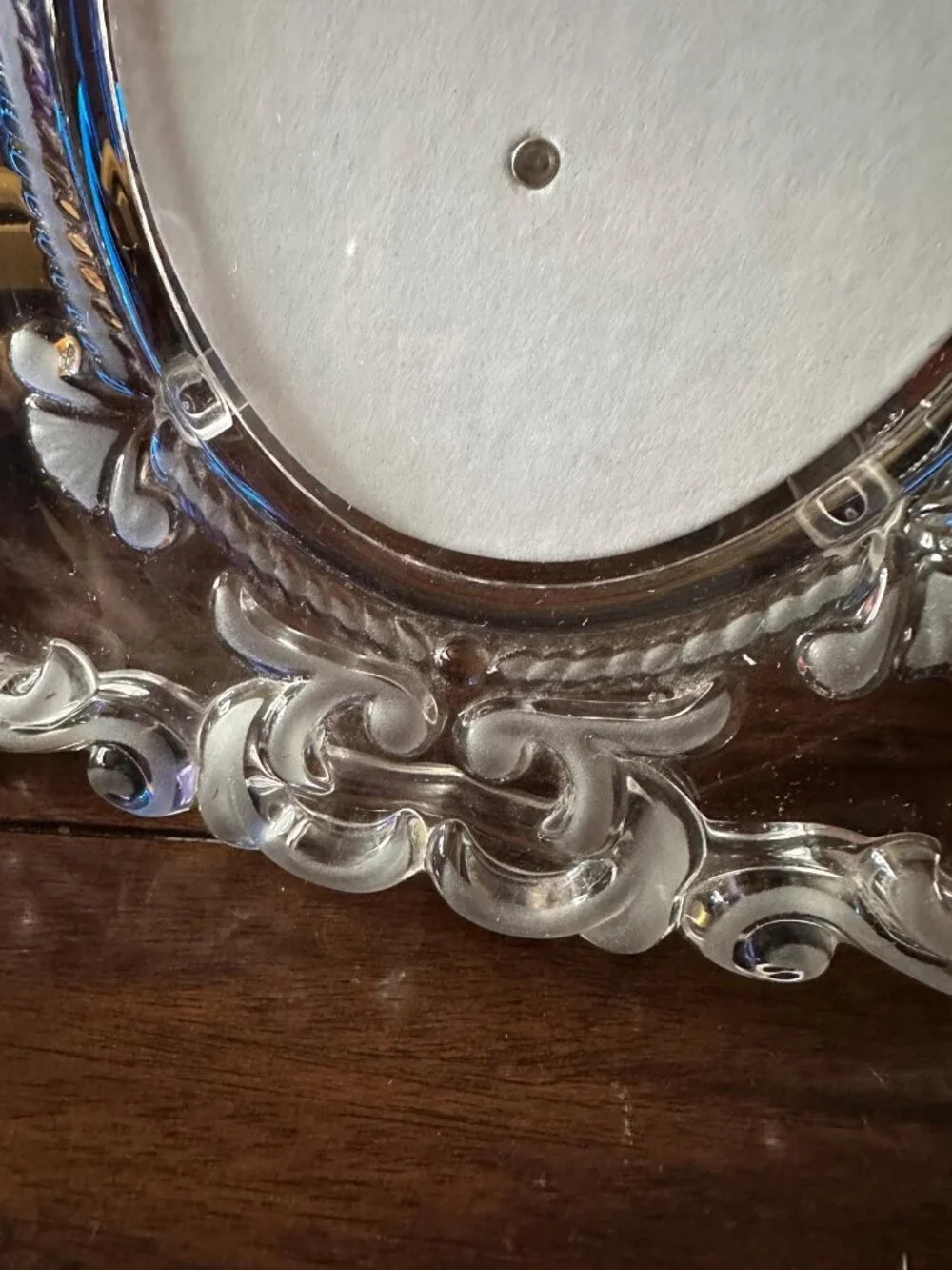 Heavy Mikasa Crystal 5x7 Picture Frame Ornate Scroll Frosted Clear Glass